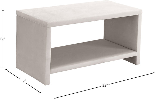 Cleo Velvet / Engineered Wood / Foam Contemporary Cream Velvet Night Stand - 31.5" W x 16.5" D x 16.5" H