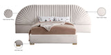 Cleo Velvet / Engineered Wood / Steel Contemporary Cream Velvet Queen Bed (3 Boxes) - 146" W x 86.5" D x 55.5" H