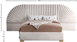 Cleo Velvet / Engineered Wood / Steel Contemporary Cream Velvet Queen Bed (3 Boxes) - 146" W x 86.5" D x 55.5" H