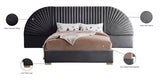 Cleo Velvet / Engineered Wood / Steel Contemporary Grey Velvet King Bed (3 Boxes) - 162" W x 86.5" D x 55.5" H