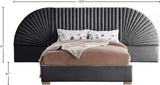 Cleo Velvet / Engineered Wood / Steel Contemporary Grey Velvet King Bed (3 Boxes) - 162" W x 86.5" D x 55.5" H