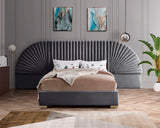 Cleo Velvet / Engineered Wood / Steel Contemporary Grey Velvet King Bed (3 Boxes) - 162" W x 86.5" D x 55.5" H