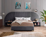 Cleo Velvet / Engineered Wood / Steel Contemporary Grey Velvet King Bed (3 Boxes) - 162" W x 86.5" D x 55.5" H