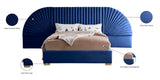 Cleo Velvet / Engineered Wood / Steel Contemporary Navy Velvet King Bed (3 Boxes) - 162" W x 86.5" D x 55.5" H