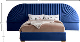 Cleo Velvet / Engineered Wood / Steel Contemporary Navy Velvet King Bed (3 Boxes) - 162" W x 86.5" D x 55.5" H