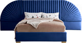 Cleo Velvet / Engineered Wood / Steel Contemporary Navy Velvet King Bed (3 Boxes) - 162" W x 86.5" D x 55.5" H