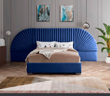 Cleo Velvet / Engineered Wood / Steel Contemporary Navy Velvet King Bed (3 Boxes) - 162" W x 86.5" D x 55.5" H