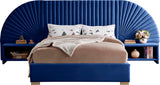 Cleo Velvet / Engineered Wood / Steel Contemporary Navy Velvet King Bed (3 Boxes) - 162" W x 86.5" D x 55.5" H