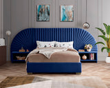 Cleo Velvet / Engineered Wood / Steel Contemporary Navy Velvet King Bed (3 Boxes) - 162" W x 86.5" D x 55.5" H