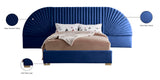 Cleo Velvet / Engineered Wood / Steel Contemporary Navy Velvet Queen Bed (3 Boxes) - 146" W x 86.5" D x 55.5" H