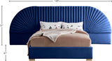 Cleo Velvet / Engineered Wood / Steel Contemporary Navy Velvet Queen Bed (3 Boxes) - 146" W x 86.5" D x 55.5" H