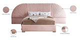 Cleo Velvet / Engineered Wood / Steel Contemporary Pink Velvet King Bed (3 Boxes) - 162" W x 86.5" D x 55.5" H