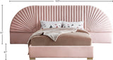 Cleo Velvet / Engineered Wood / Steel Contemporary Pink Velvet King Bed (3 Boxes) - 162" W x 86.5" D x 55.5" H