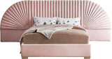 Cleo Velvet / Engineered Wood / Steel Contemporary Pink Velvet King Bed (3 Boxes) - 162" W x 86.5" D x 55.5" H