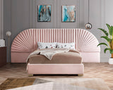 Cleo Velvet / Engineered Wood / Steel Contemporary Pink Velvet King Bed (3 Boxes) - 162" W x 86.5" D x 55.5" H