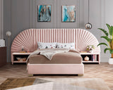 Cleo Velvet / Engineered Wood / Steel Contemporary Pink Velvet King Bed (3 Boxes) - 162" W x 86.5" D x 55.5" H