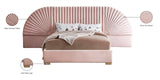 Cleo Velvet / Engineered Wood / Steel Contemporary Pink Velvet Queen Bed (3 Boxes) - 146" W x 86.5" D x 55.5" H