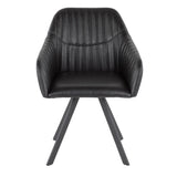 Clubhouse Contemporary Pleated Chair in Black Faux Leather by LumiSource - Set of 2