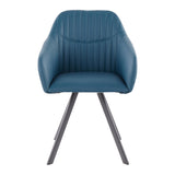 Clubhouse Contemporary Pleated Chair in Black Metal and Teal Faux Leather by LumiSource - Set of 2