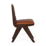 Union Home Coast Chair Porto Dark Finish Plantation Grown Hardwood, Whole Grain Leather and Cane