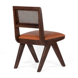 Union Home Coast Chair Porto Dark Finish Plantation Grown Hardwood, Whole Grain Leather and Cane