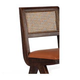 Union Home Coast Chair Porto Dark Finish Plantation Grown Hardwood, Whole Grain Leather and Cane