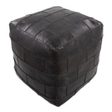 Cobbler Industrial Pouf in Black Leather by LumiSource