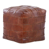 Cobbler Industrial Pouf in Espresso Leather by LumiSource