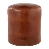 Cobbler Industrial Pouf in Brown Leather by LumiSource