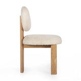 Union Home Colton Chair Pearl White Boucle, Natural Oil Finish FSC Certified Oak Wood