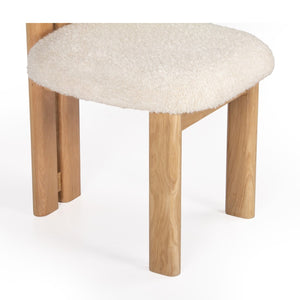 Union Home Colton Chair Pearl White Boucle, Natural Oil Finish FSC Certified Oak Wood