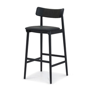 Union Home Converse Bar Stool Charcoal, Black Oak Wood, Leather