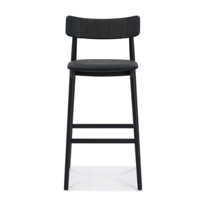 Union Home Converse Bar Stool Charcoal, Black Oak Wood, Leather