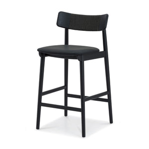 Union Home Converse Counter Stool Charcoal, Black Oak Wood, Leather