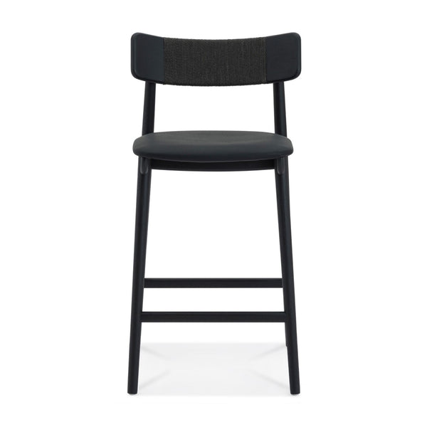 Union Home Converse Counter Stool Charcoal, Black Oak Wood, Leather