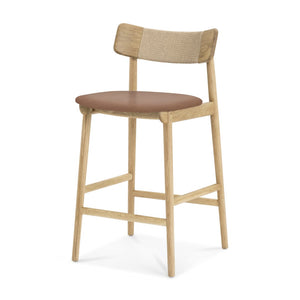 Union Home Converse Counter Stool Natural, Cognac Oak Wood, Leather