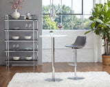 Rudy Adjustable Swivel Bar/Counter Stool in Gray with Brushed Stainless Steel Base
