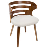 Cosi Mid-Century Modern Dining/Accent Chair in Walnut and Cream Fabric by LumiSource