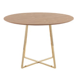 Cosmo Contemporary/Glam Dining Table in Gold Metal and Natural Wood Top by LumiSource