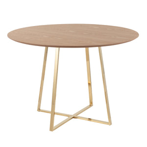 Cosmo Contemporary/Glam Dining Table in Gold Metal and Natural Wood Top by LumiSource