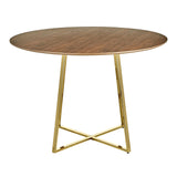 Cosmo Contemporary/Glam Dining Table in Gold Metal and Walnut Wood by LumiSource
