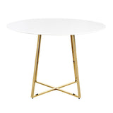 Cosmo Contemporary/Glam Dining Table in Gold Metal and White Wood Top by LumiSource