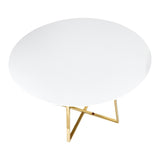 Cosmo Contemporary/Glam Dining Table in Gold Metal and White Wood Top by LumiSource