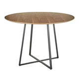 Cosmo Contemporary Dining Table in Black Metal and Walnut Wood Top by LumiSource
