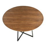 Cosmo Contemporary Dining Table in Black Metal and Walnut Wood Top by LumiSource