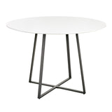 Cosmo Contemporary/Glam Dining Table in Black Metal and White Wood Top by LumiSource