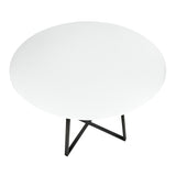 Cosmo Contemporary/Glam Dining Table in Black Metal and White Wood Top by LumiSource