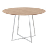 Cosmo Contemporary/Glam Dining Table in Chrome and Natural Wood Top by LumiSource