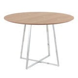 Cosmo Contemporary/Glam Dining Table in Chrome and Natural Wood Top by LumiSource