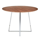 Cosmo Contemporary/Glam Dining Table in Chrome and Walnut Wood Top by LumiSource